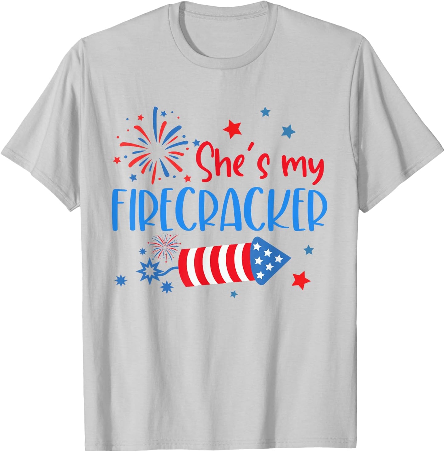 She Is My Firecracker 4th Of July Matching Outfits Couples T-Shirt - T-Shirt | Ash