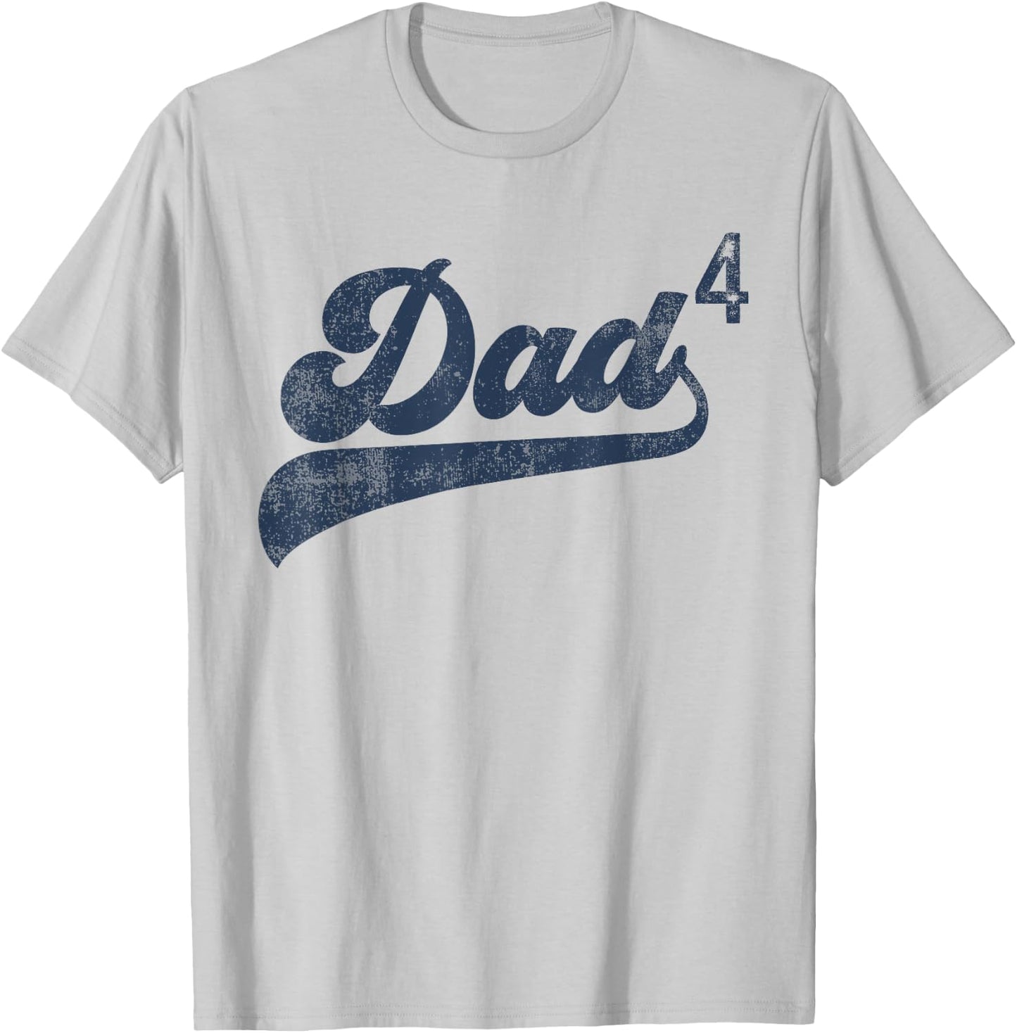 Dad4 Daddy Of 4 Kids Gifts Father Of Four Fourth Time Dad T-Shirt - T-Shirt | Ash