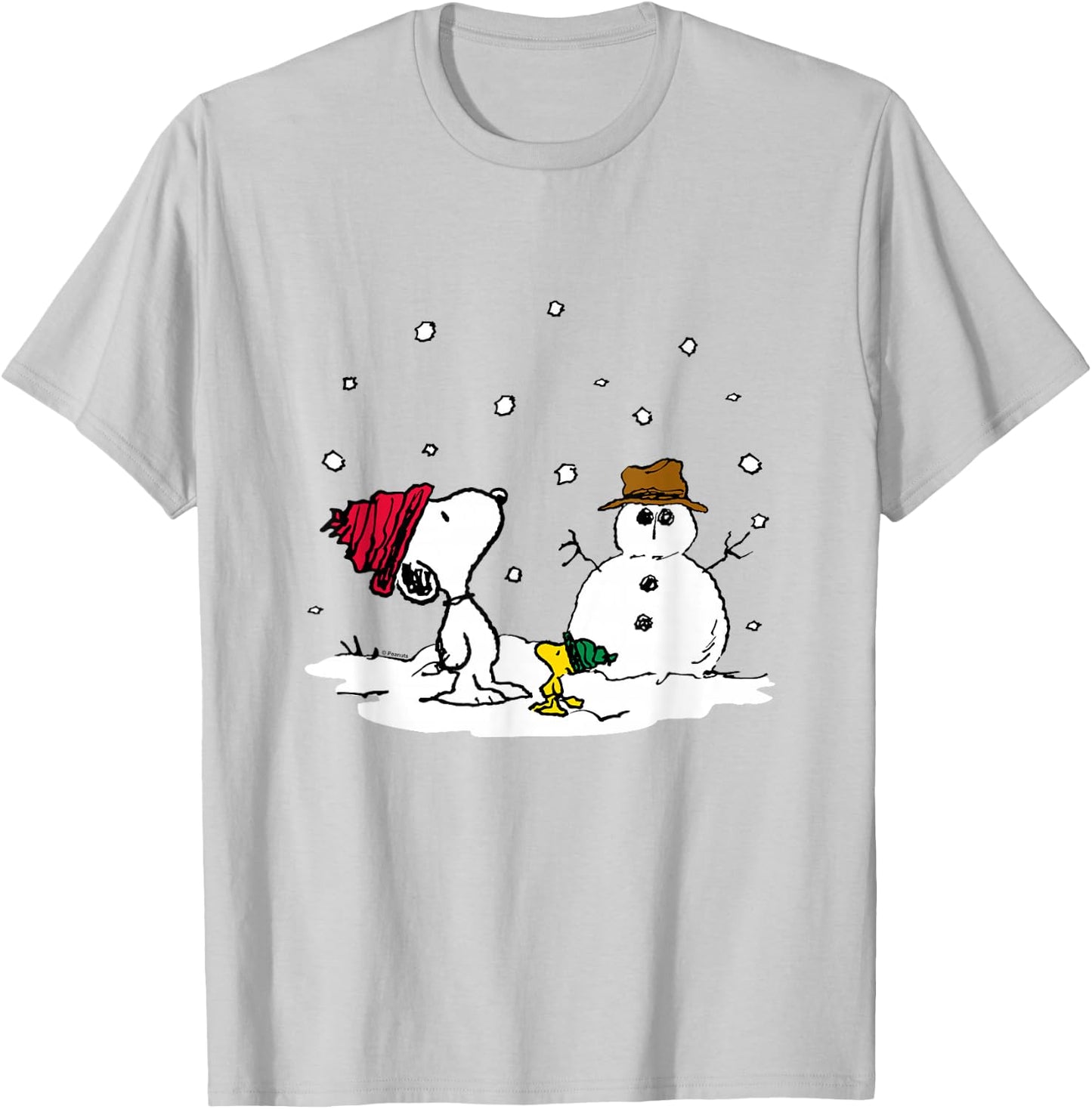 Peanuts - Snoopy Woodstock Snowman T-Shirt - T-Shirt | Ash