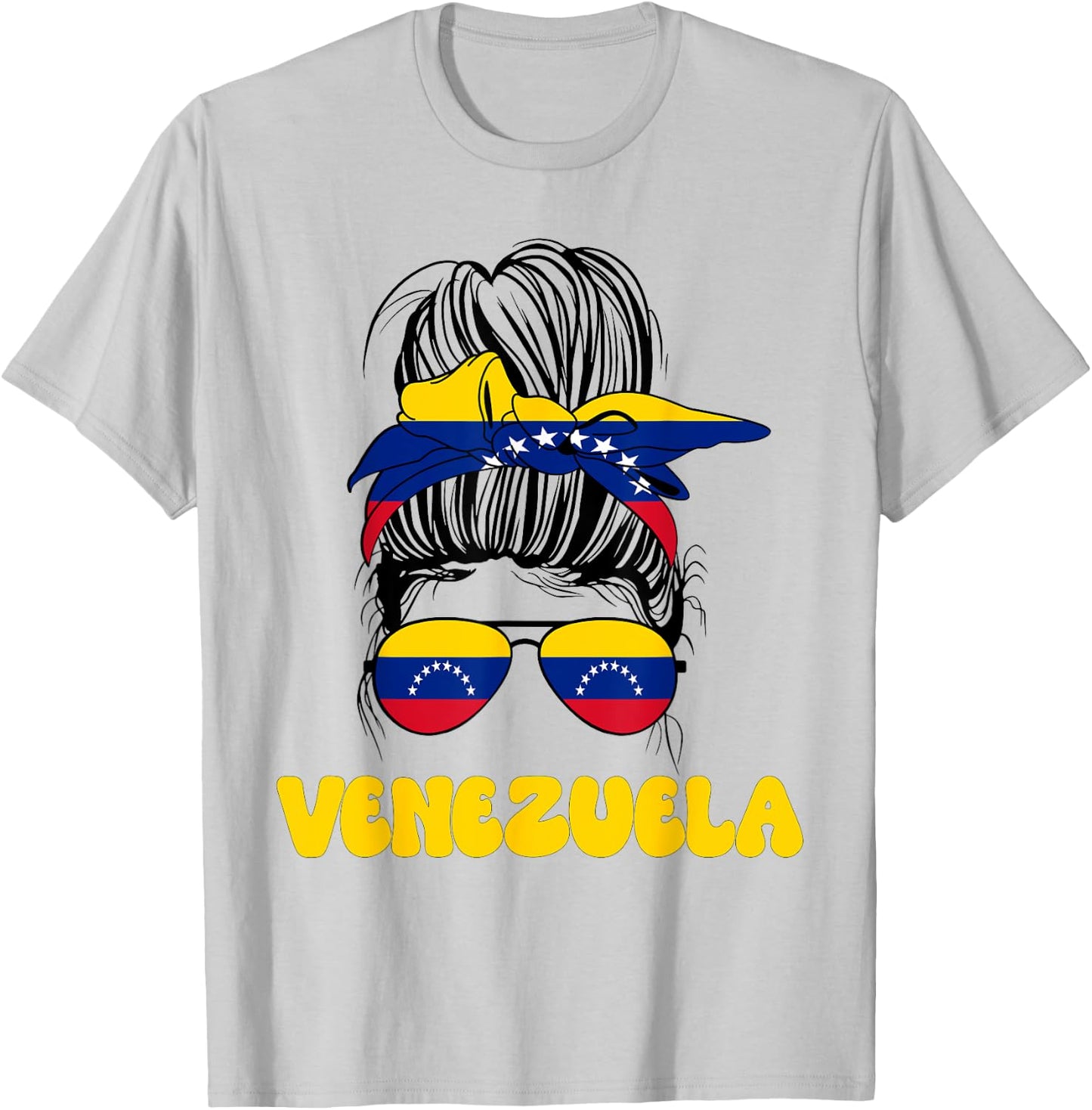 Venezuelan Women Messy Bun, Pride Venezuela Flag For Girls T-Shirt - T-Shirt | Ash