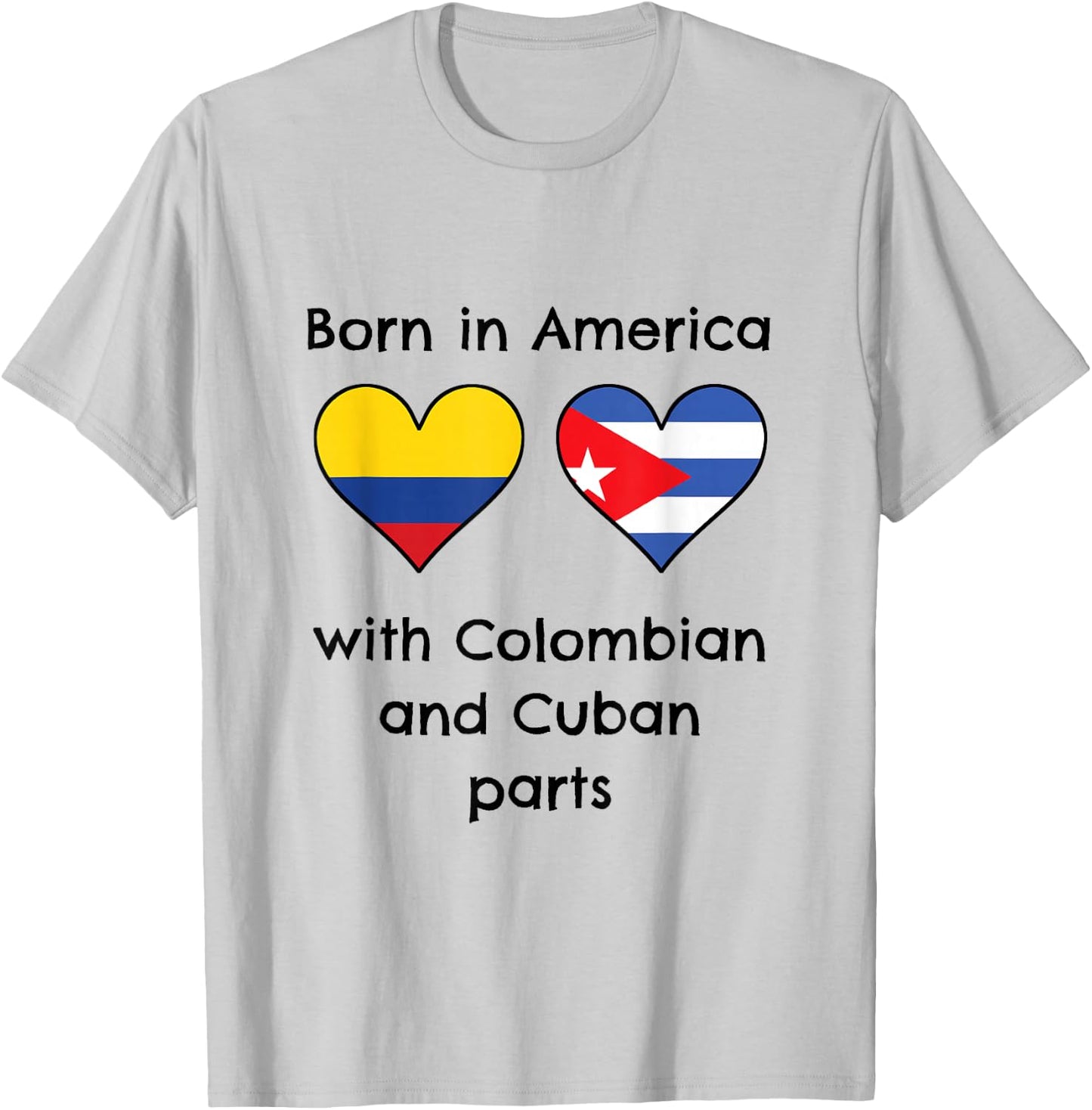 Born In America With Colombian and Cuban Parts Funny Flags T-Shirt - T-Shirt | Ash