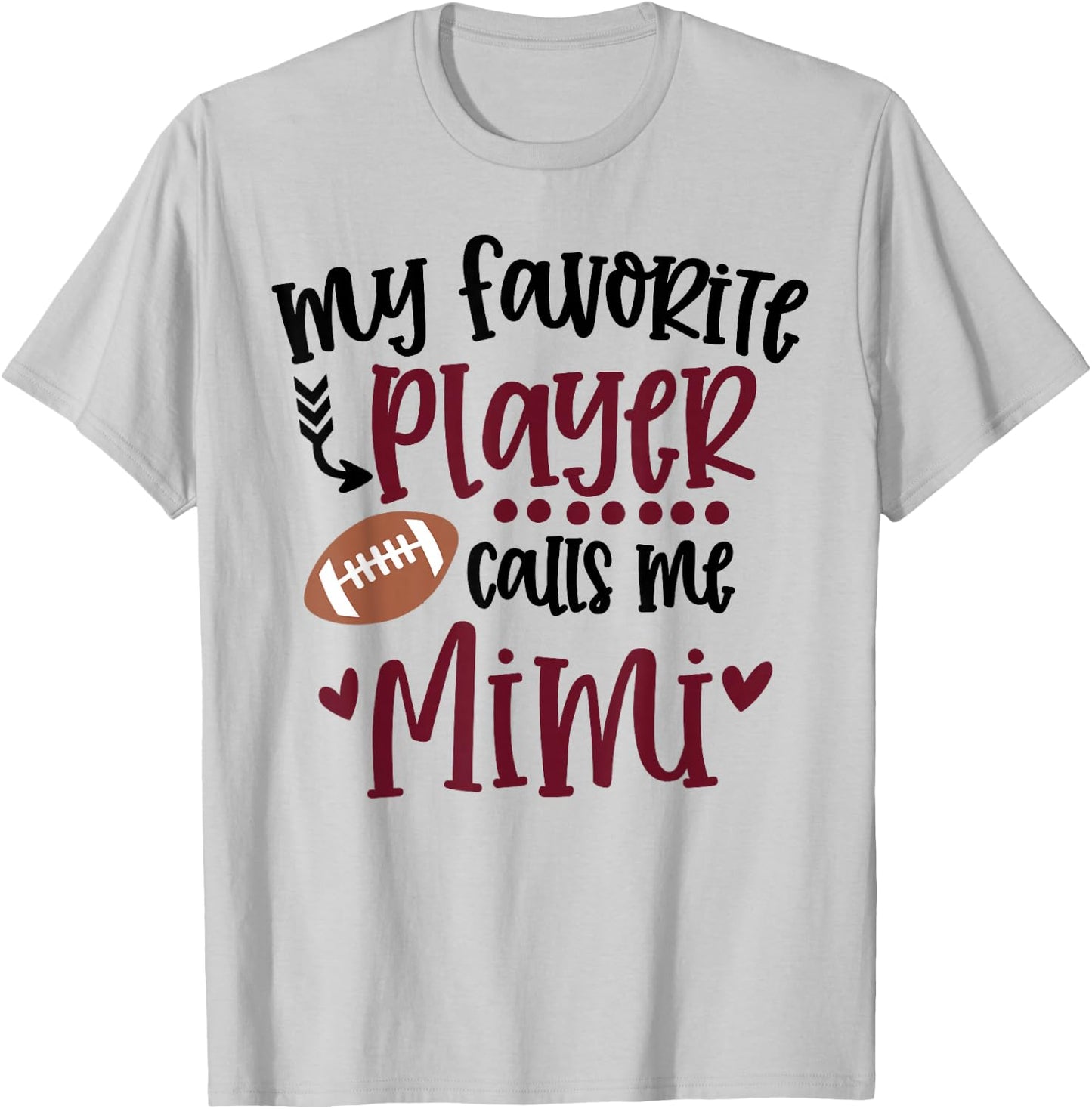 My Favorite Football Player Calls Me Mimi Football Mimi T-Shirt - T-Shirt | Ash