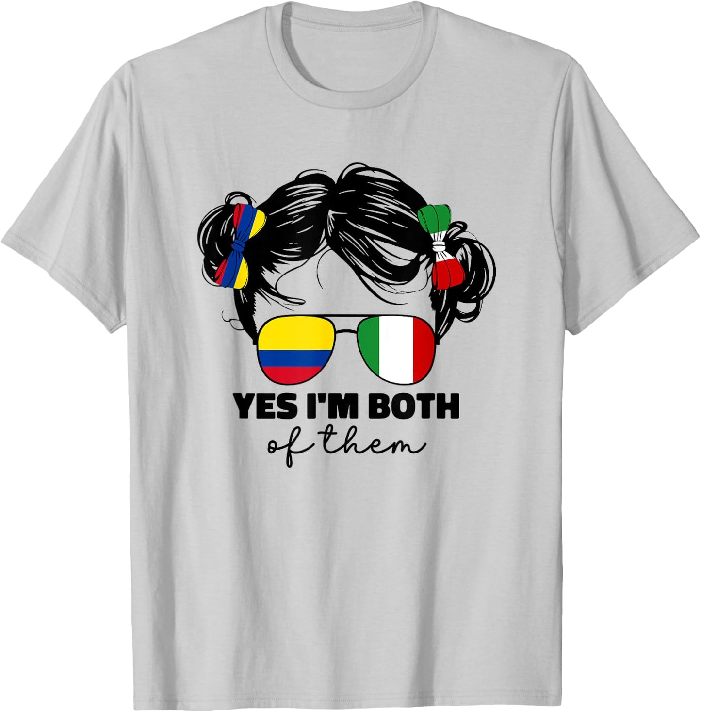 Half Italian And Colombian Colombia Italy Flag Kids Girl T-Shirt - T-Shirt | Ash