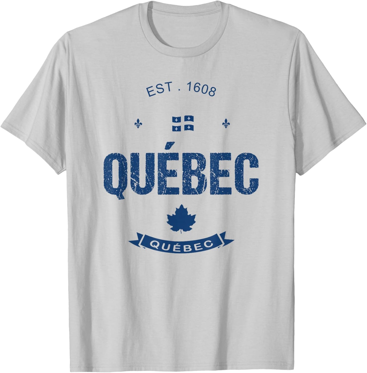 Holiday Vacation Quebec Travel Souvenirs Designs Quebec City Flag - Men's Classic Fit Short Sleeve - White - Small T-Shirt - T-Shirt | Ash