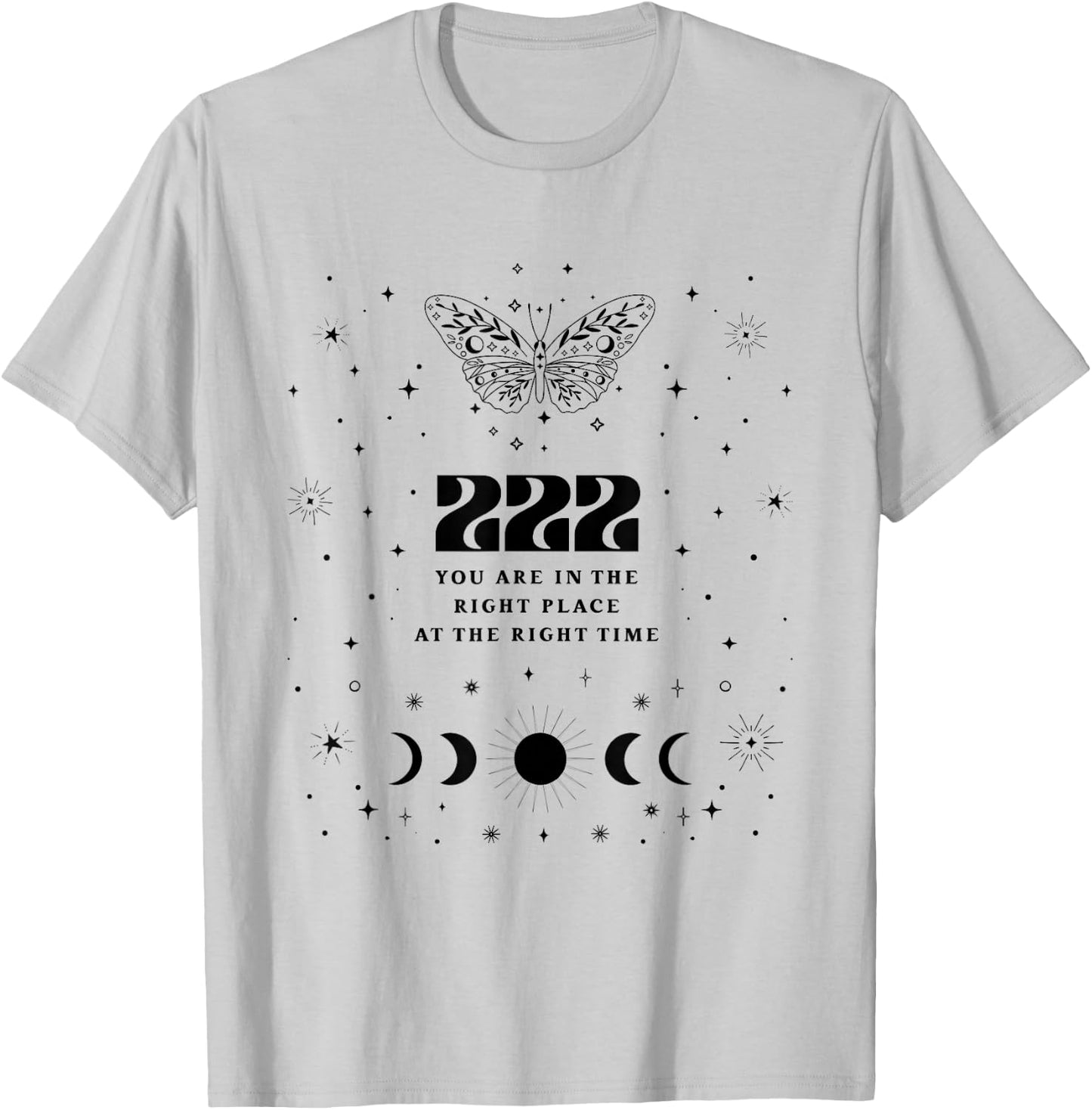 222 Angel Number Shirt Angel Aesthetic Angel Core Butterfly T-Shirt - T-Shirt | Ash