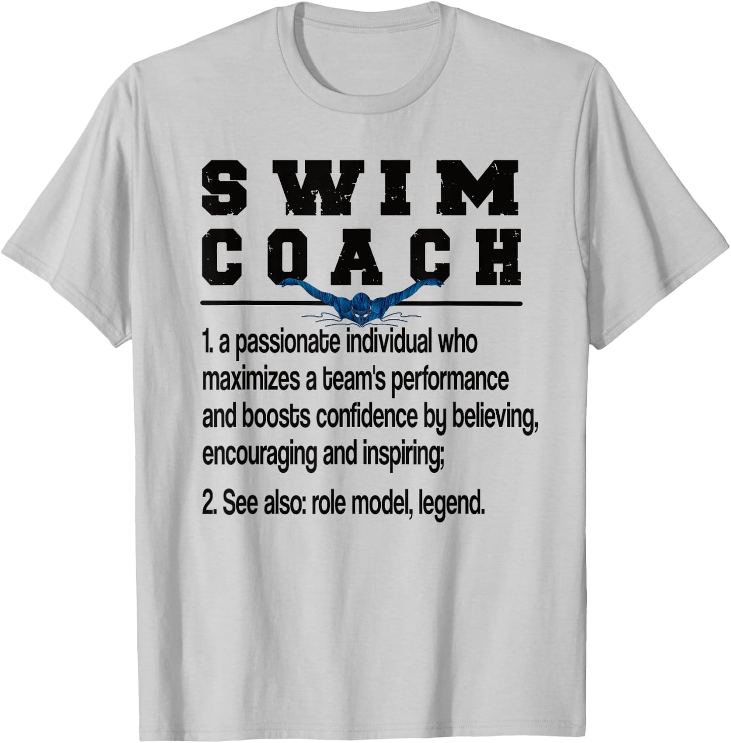 Best Swim Coaching Appreciation -Adults Grey Modern Letter Print T-Shirt - T-Shirt | Ash