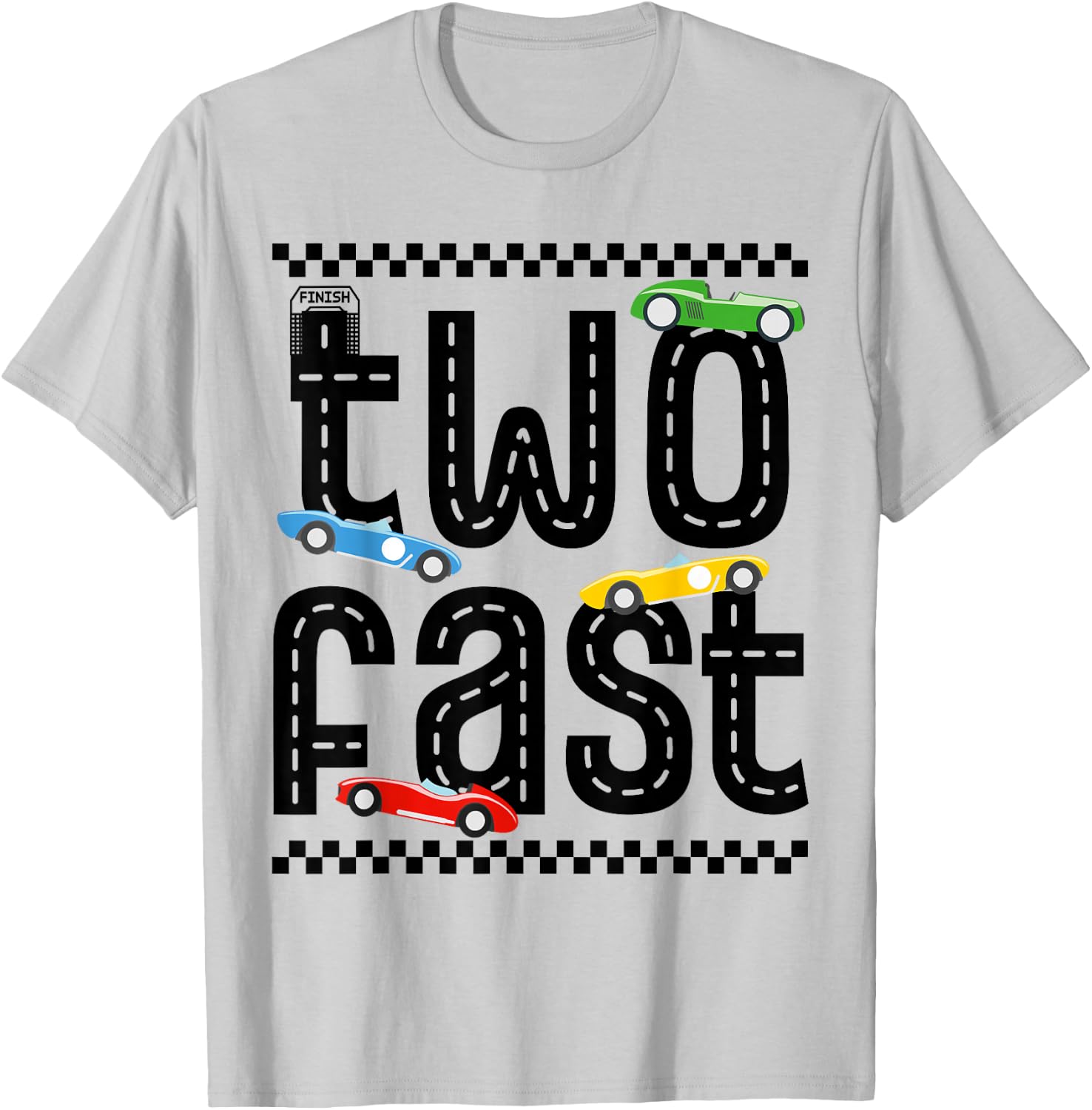 Two Fast 2 Curious Birthday 2 Years Old Race Car Speed T-Shirt - T-Shirt | Ash