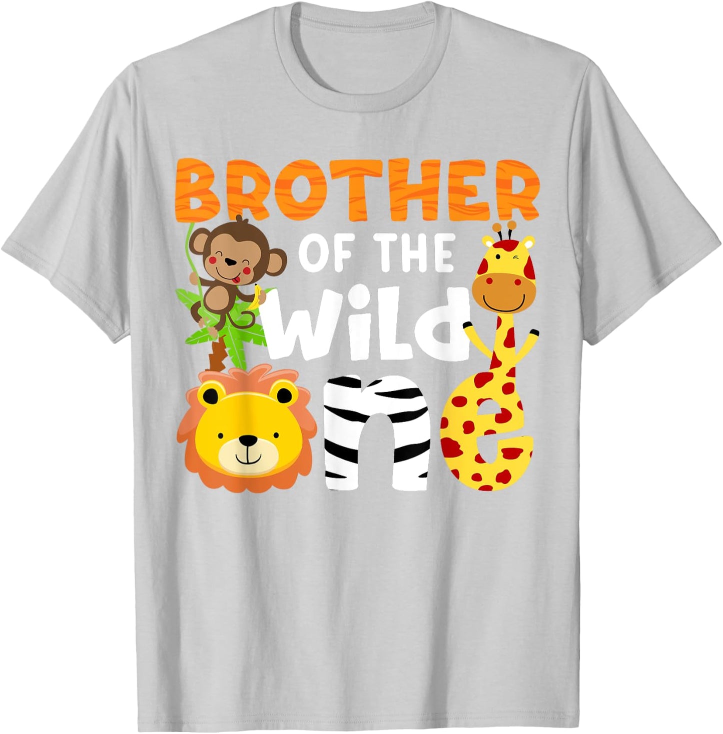 Brother of the Wild One Zoo Theme Bday Safari Jungle Animals T-Shirt - T-Shirt | Ash