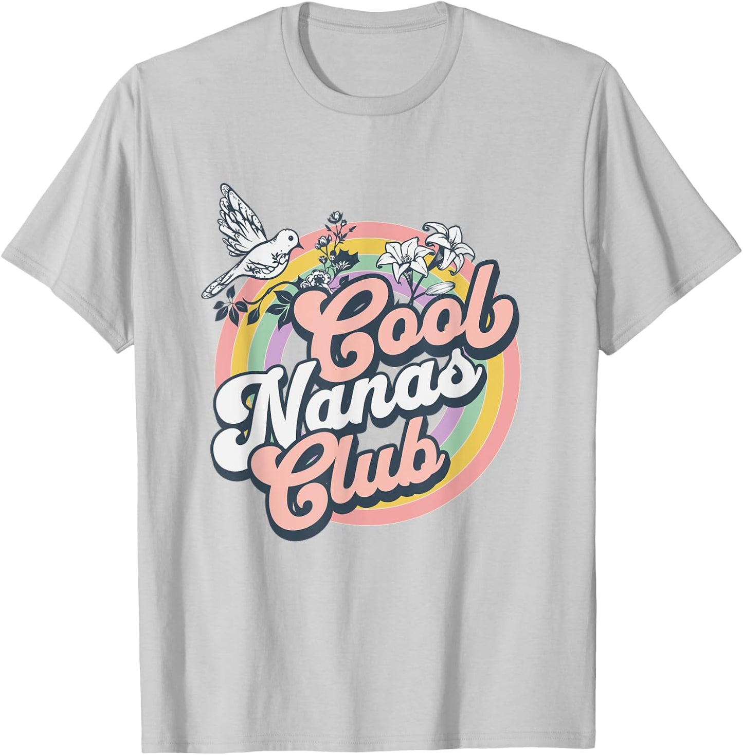 Cool Nanas Club Retro Groovy Flowers Design For Nanas T-Shirt - T-Shirt | Ash