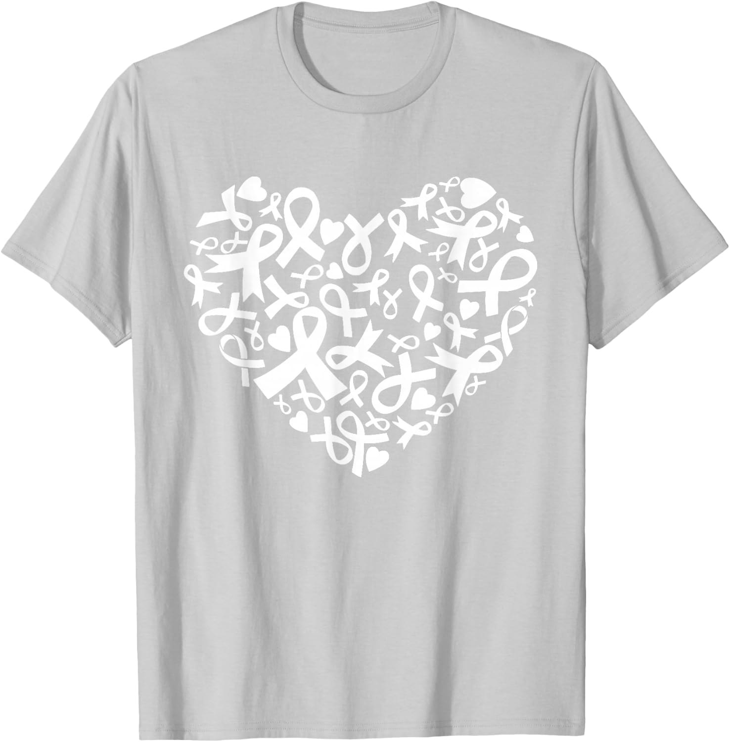 Heart Blue Ribbon T1D Type 1 Diabetes Awareness Month T-Shirt - T-Shirt | Ash