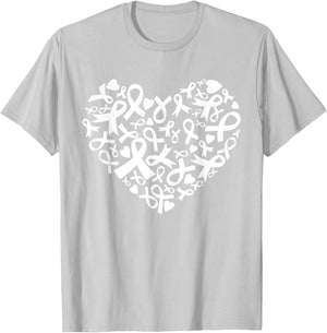 Heart Blue Ribbon T1D Type 1 Diabetes Awareness Month T-Shirt - T-Shirt | Ash