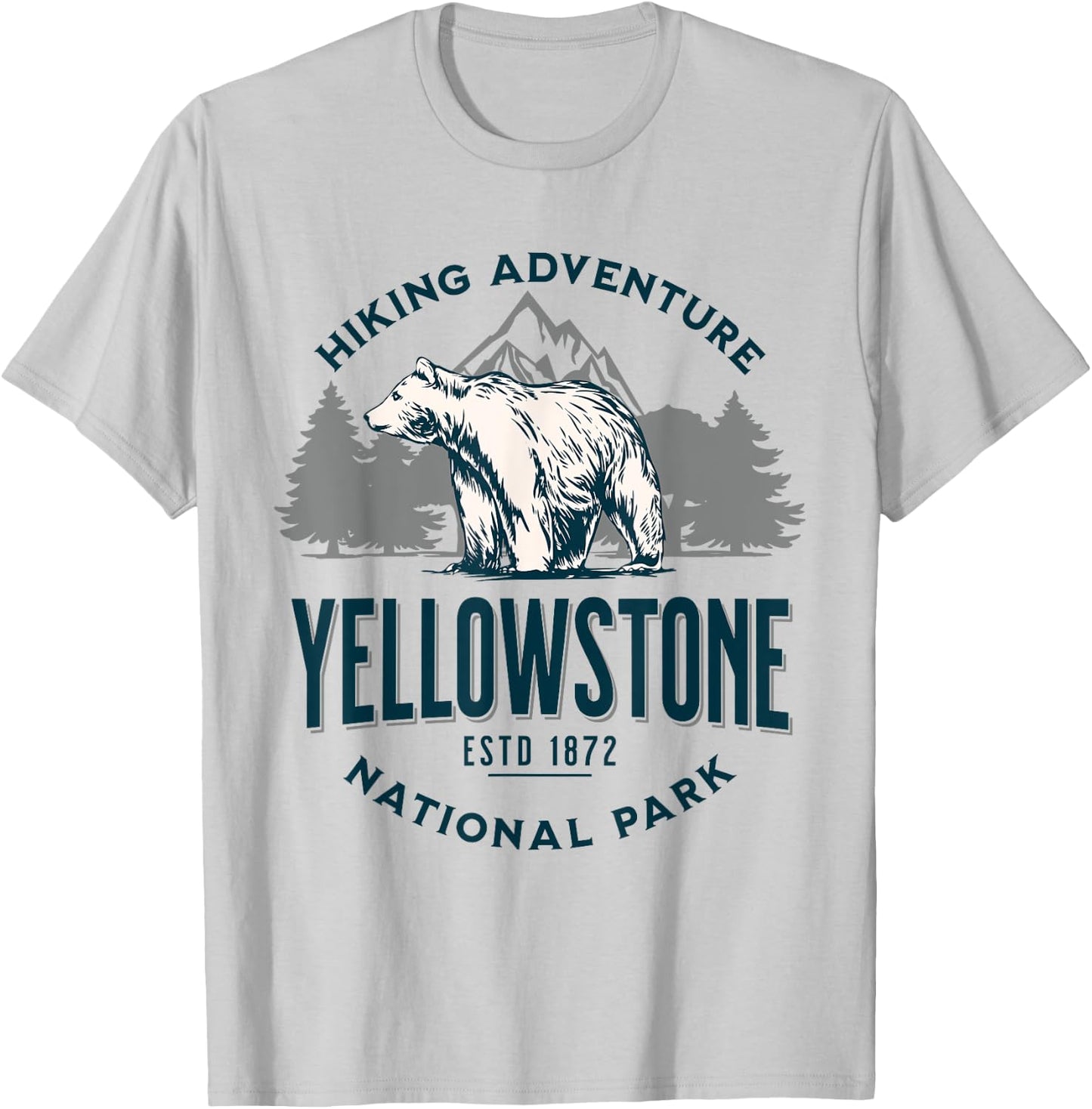 Yellowstone Wyoming Nature Mountains Bear Hike Outdoors T-Shirt - T-Shirt | Ash