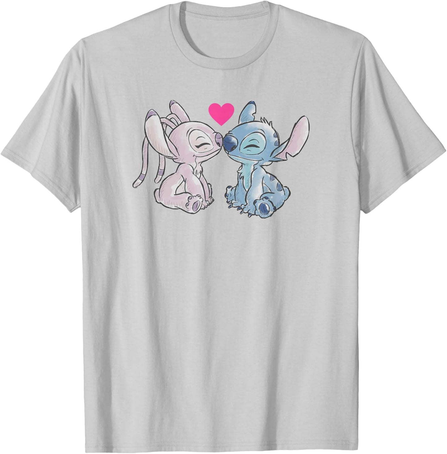 Disney Lilo & Stitch Valentine's Day Stitch & Angel Couple T-Shirt - T-Shirt | Ash