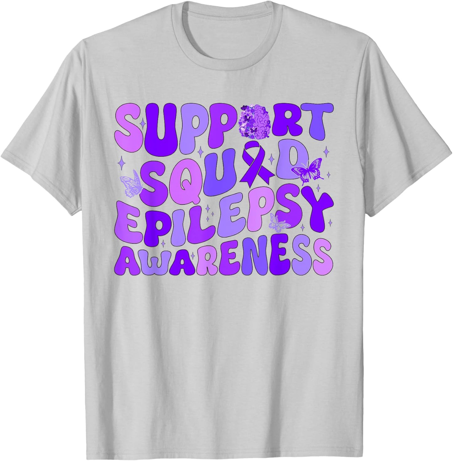 We wear purple for Epilepsy Warrior Support Squad Messy Bun. T-Shirt - T-Shirt | Ash