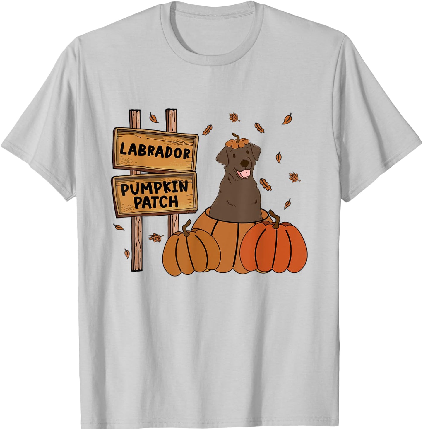 Labrador Pumpkin Patch Lab Lovers Thanksgiving Halloween T-Shirt - T-Shirt | Ash