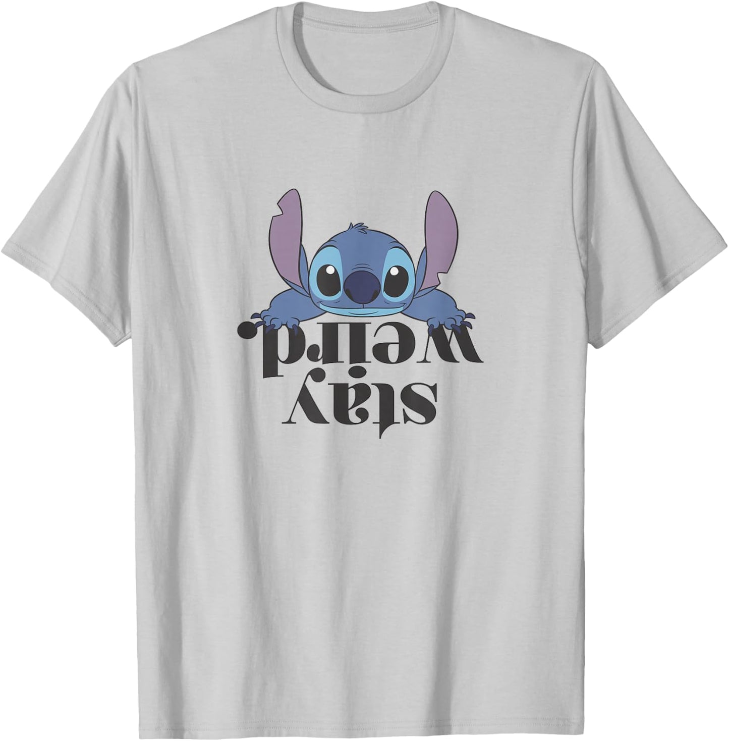 Disney Lilo & Stitch Stay Weird Upside Down Text Logo T-Shirt - T-Shirt | Ash