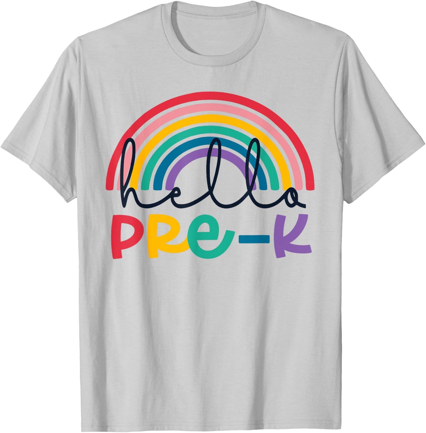 Hello Pre-K Rainbow Back To School Teacher Student Kid T-Shirt - T-Shirt | Ash