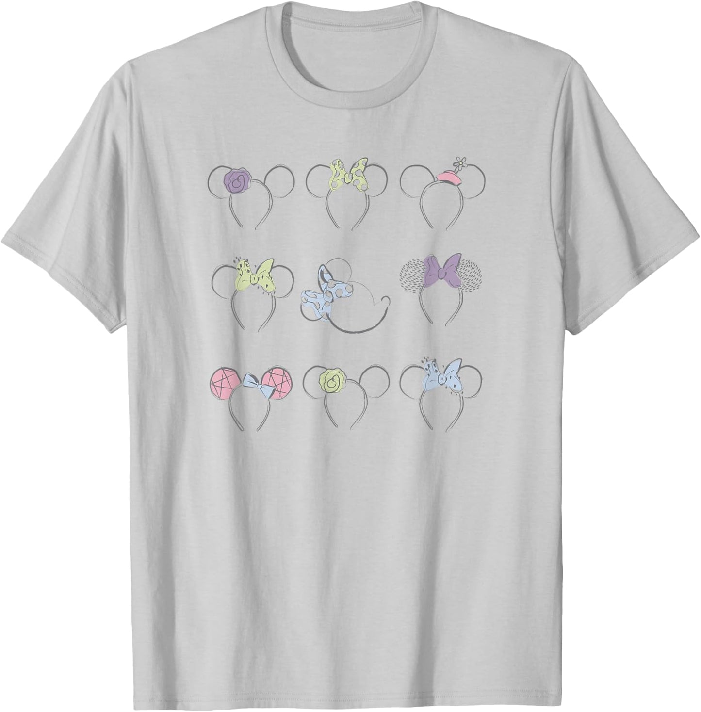 Disney Minnie Mouse Disneyland Headbands Ears Illustration T-Shirt - T-Shirt | Ash