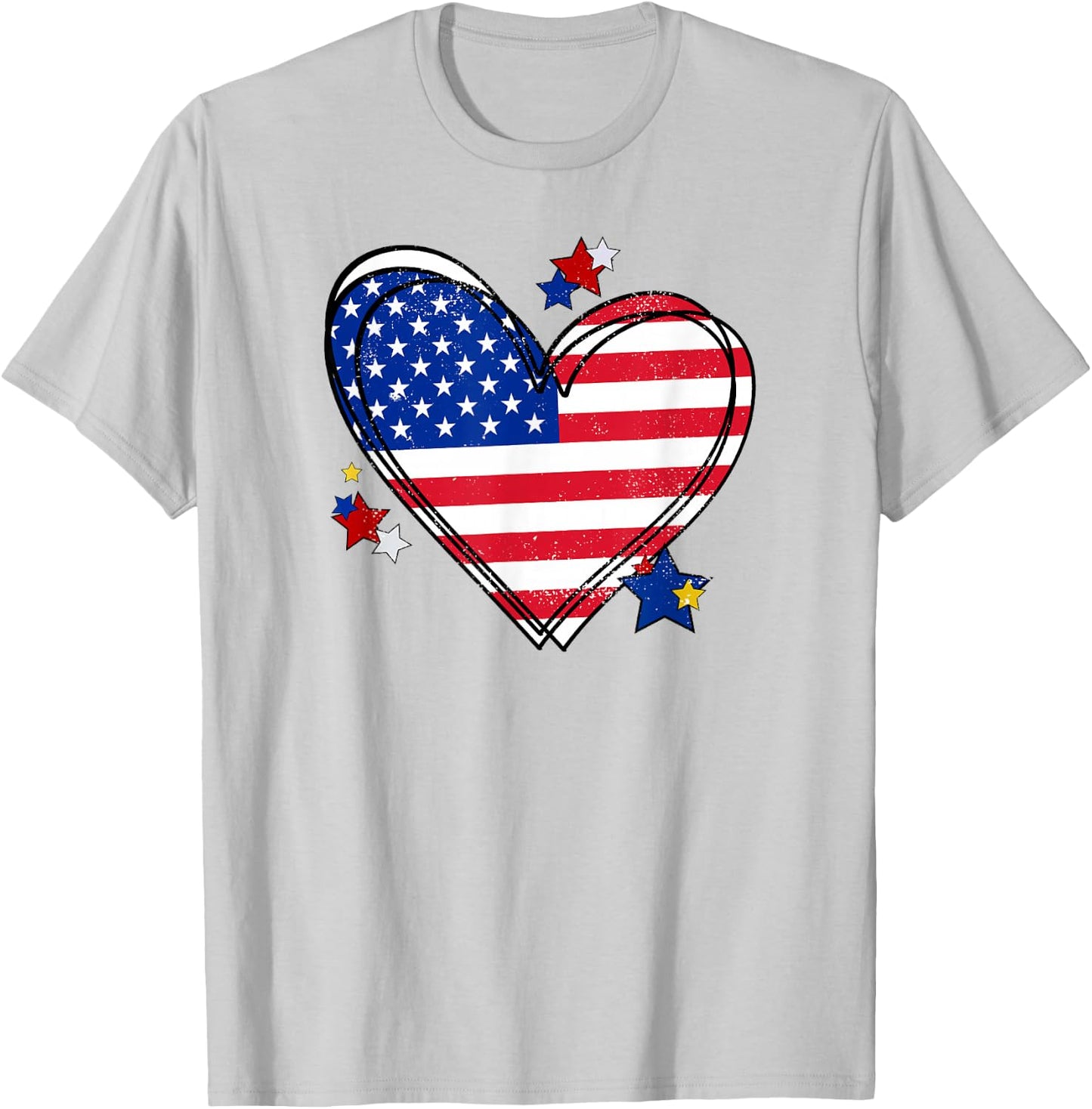 USA Heart Flag T-Shirt - T-Shirt | Ash