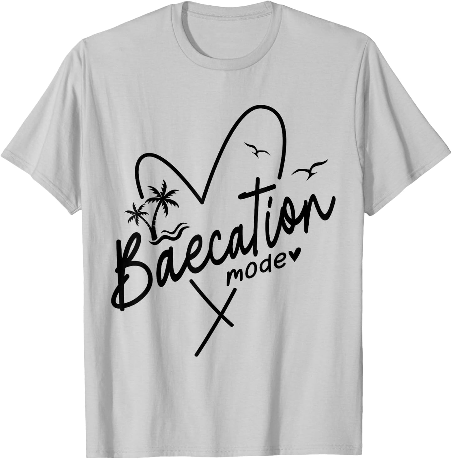 Baecation Mode His and Her Couples Matching Vacation Beach T-Shirt - T-Shirt | Ash