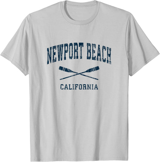 Newport Beach California Vintage Nautical Paddles Sports Oar Women Kids T-Shirt - T-Shirt | Ash