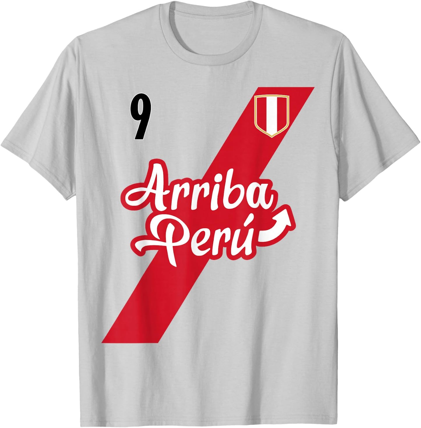 Retro Arriba Peru Soccer Jersey 9 Peruvian Futbol Gift T-Shirt - T-Shirt | Ash