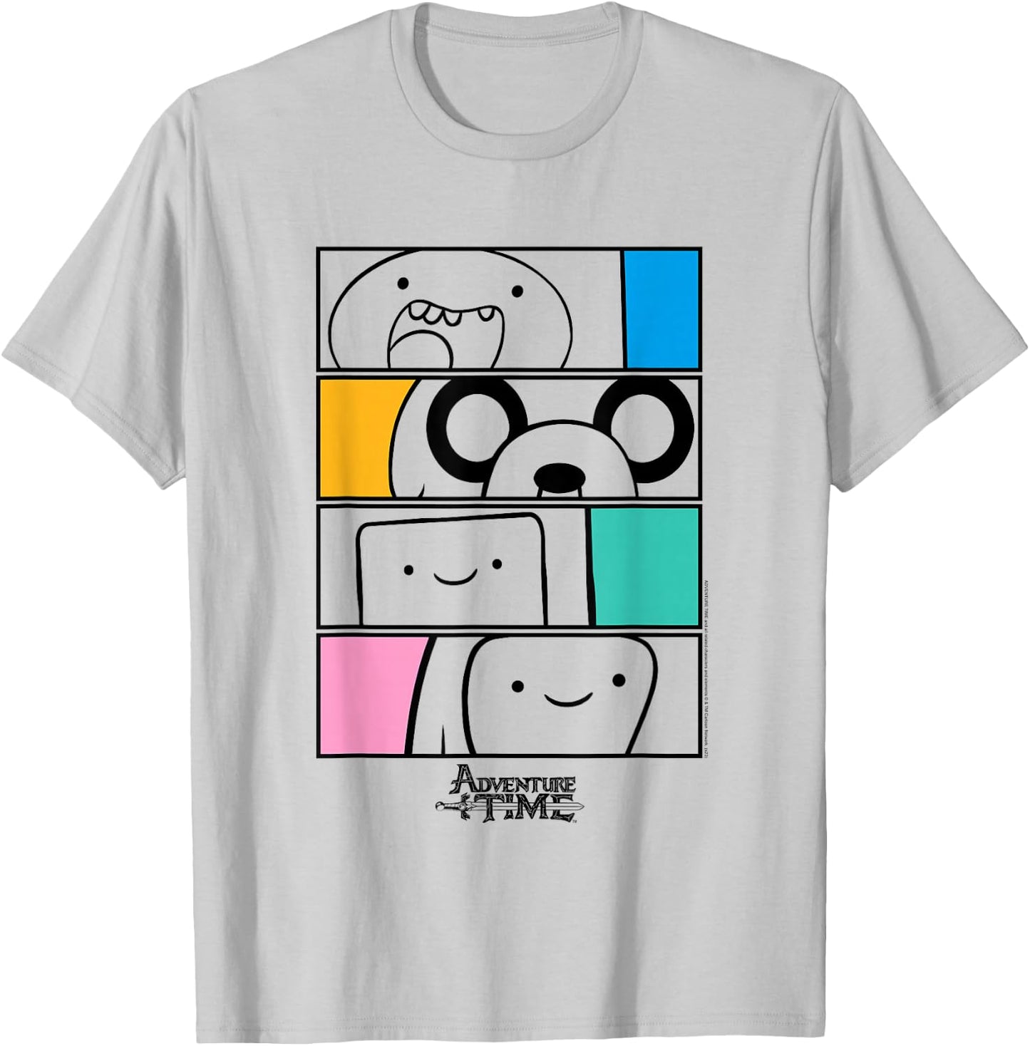 Adventure Time Finn, Jake. BMO, Bubblegum Stacked Cartoon T-Shirt - T-Shirt | Ash