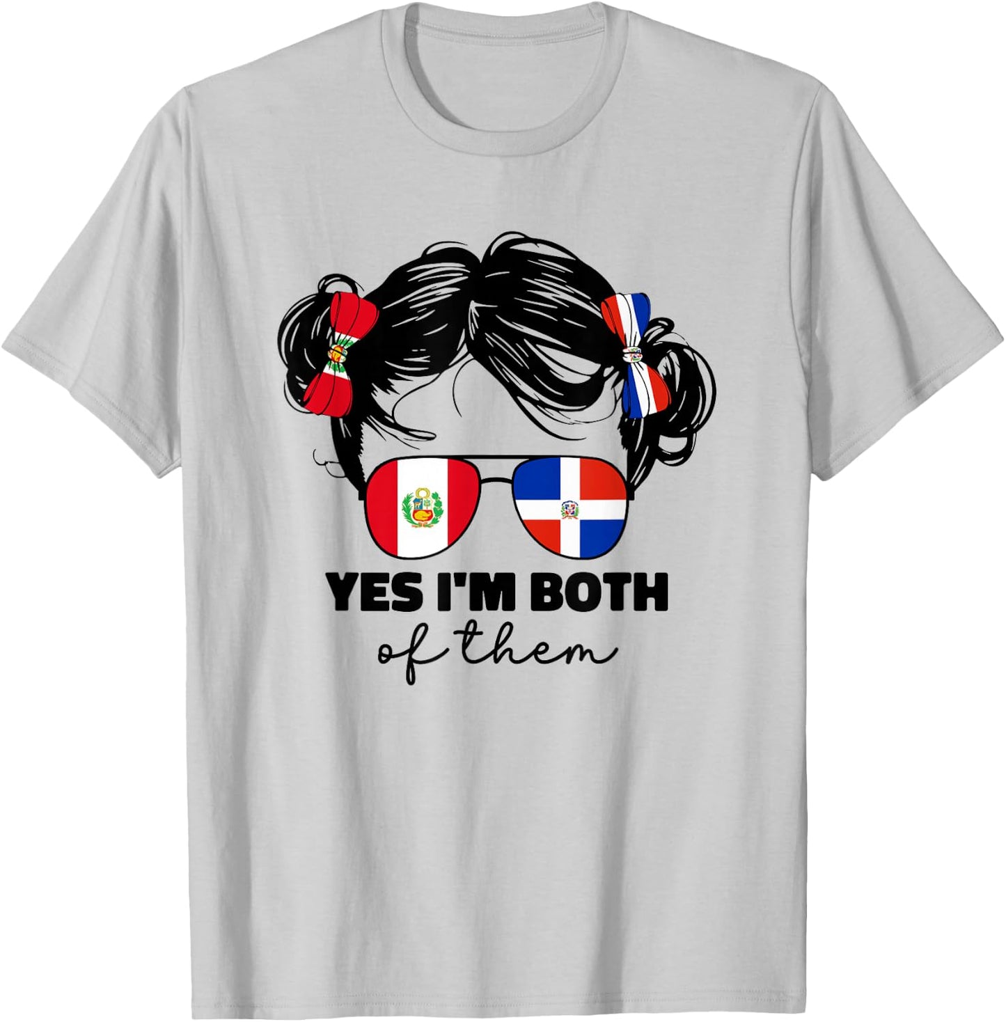 Half Dominican And Half Peruvian Peru Flag Kids Girl Mix T-Shirt - T-Shirt | Ash