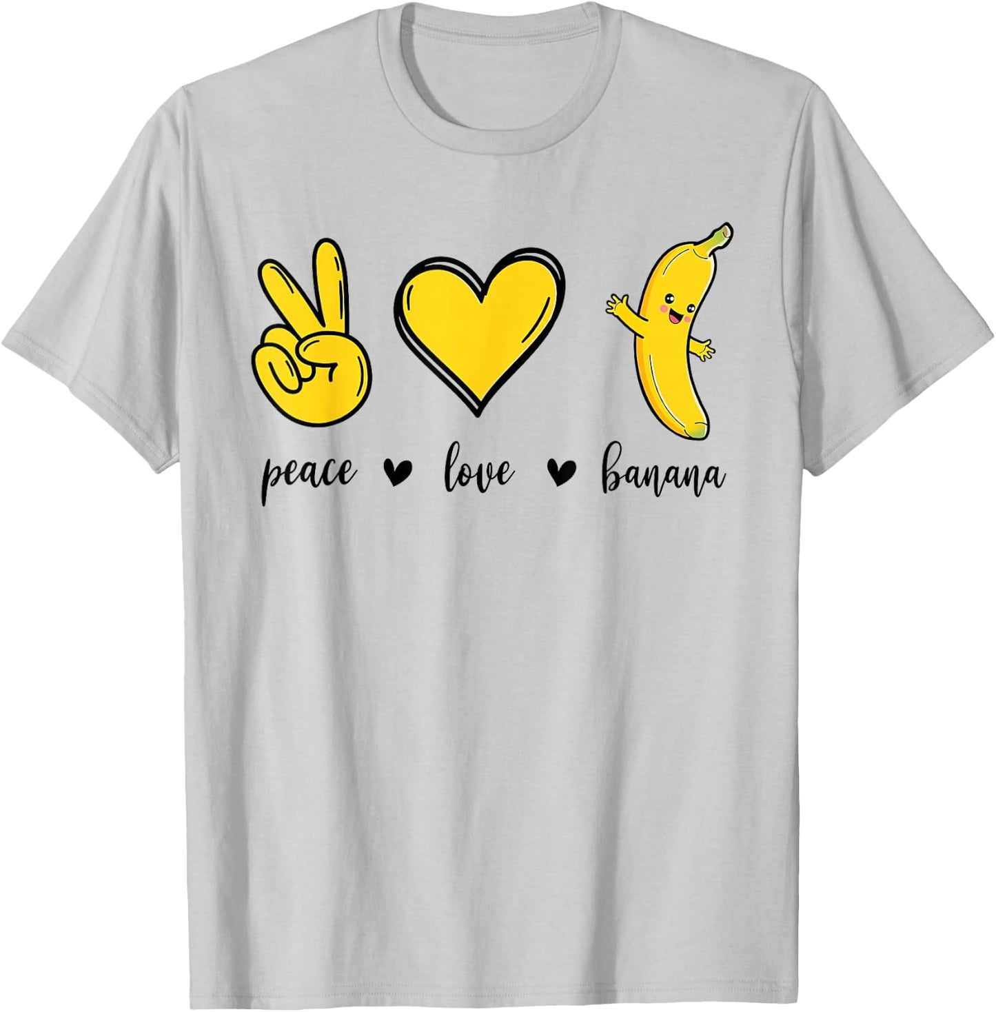 Peace Love Bananas, Fresh Banana Gift Fruit Lover Vegan T-Shirt - T-Shirt | Ash