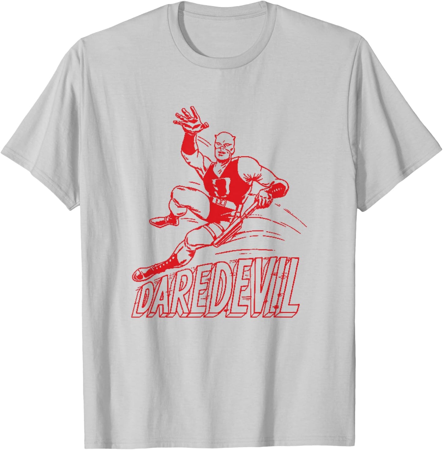 Marvel Comics Retro Classic Daredevil Vintage Suit Outline T-Shirt - T-Shirt | Ash