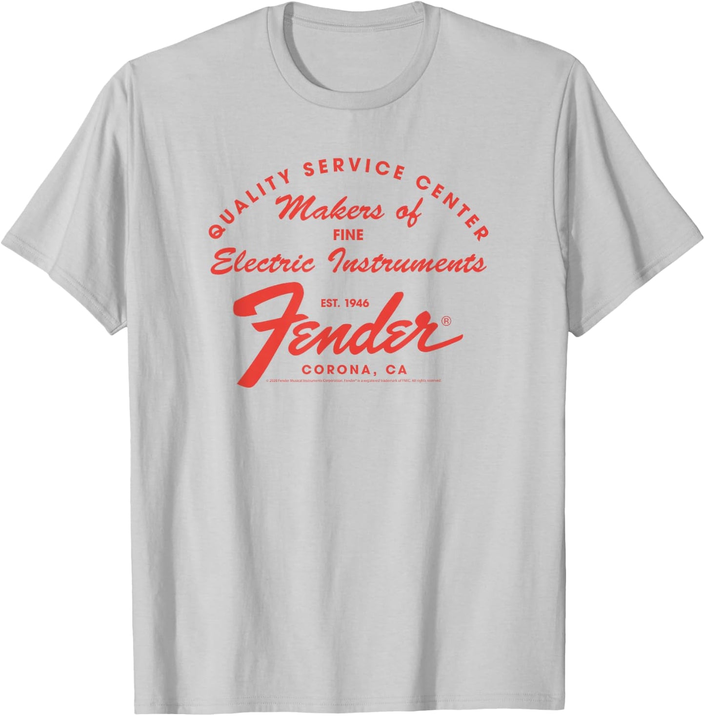 Fender Guitar Quality Service Centered Text T-Shirt - T-Shirt | Ash
