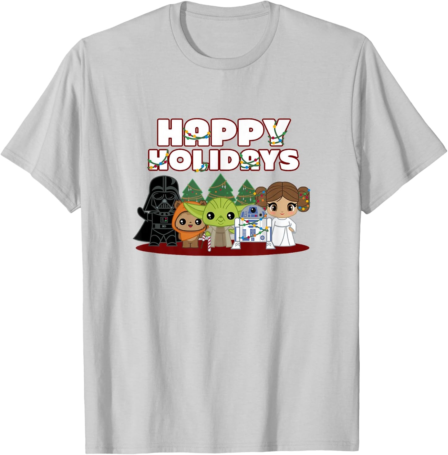 Star Wars Christmas Main Characters Happy Holidays Chibi T-Shirt - T-Shirt | Ash