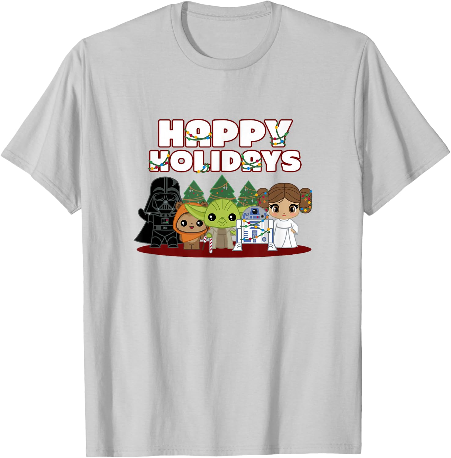Star Wars Christmas Main Characters Happy Holidays Chibi T-Shirt - T-Shirt | Ash