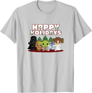 Star Wars Christmas Main Characters Happy Holidays Chibi T-Shirt - T-Shirt | Ash