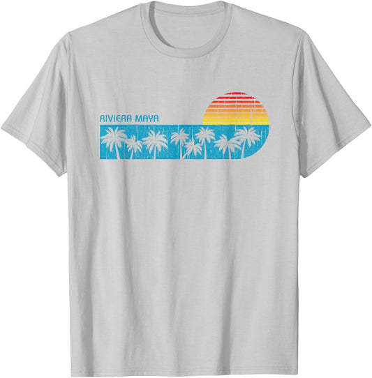 Vintage Riviera Maya Mexico Beach Sunset Vacation Souvenir T-Shirt - T-Shirt | Ash