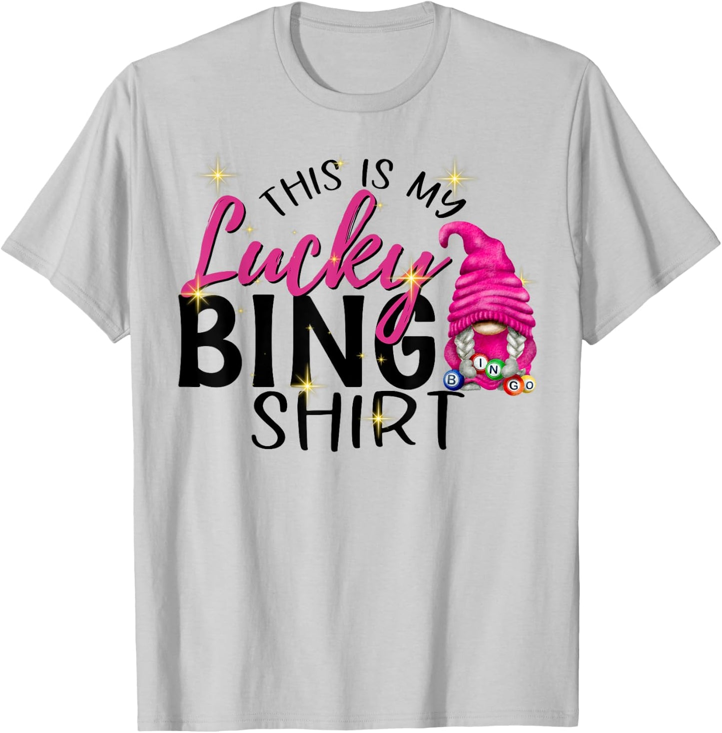 This is My Lucky Bingo Funny Bingo Lover Gnome T-Shirt - T-Shirt | Ash