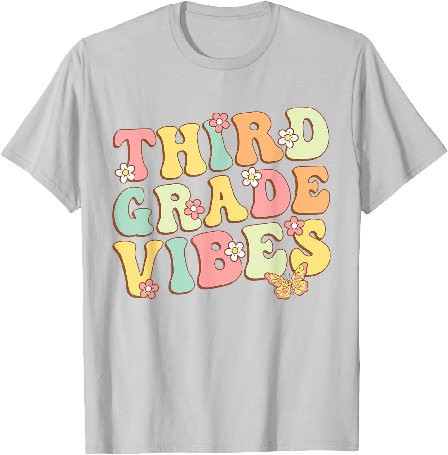 Third Grade Vibes Hello Team 3rd Grade Teacher Kids Retro T-Shirt - T-Shirt | Ash
