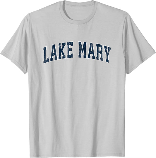 Lake Mary Florida FL Vintage Sports Design Navy Design T-Shirt - T-Shirt | Ash