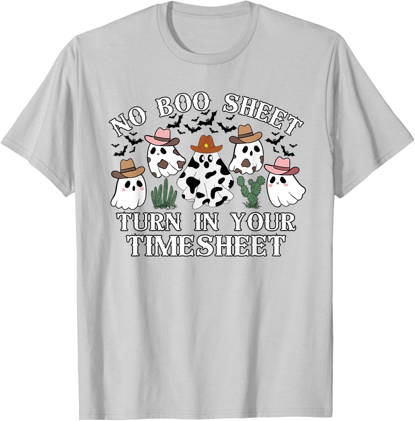 No Boo Sheet Timesheet Funny HR Payroll Halloween Ghosts T-Shirt - T-Shirt | Ash