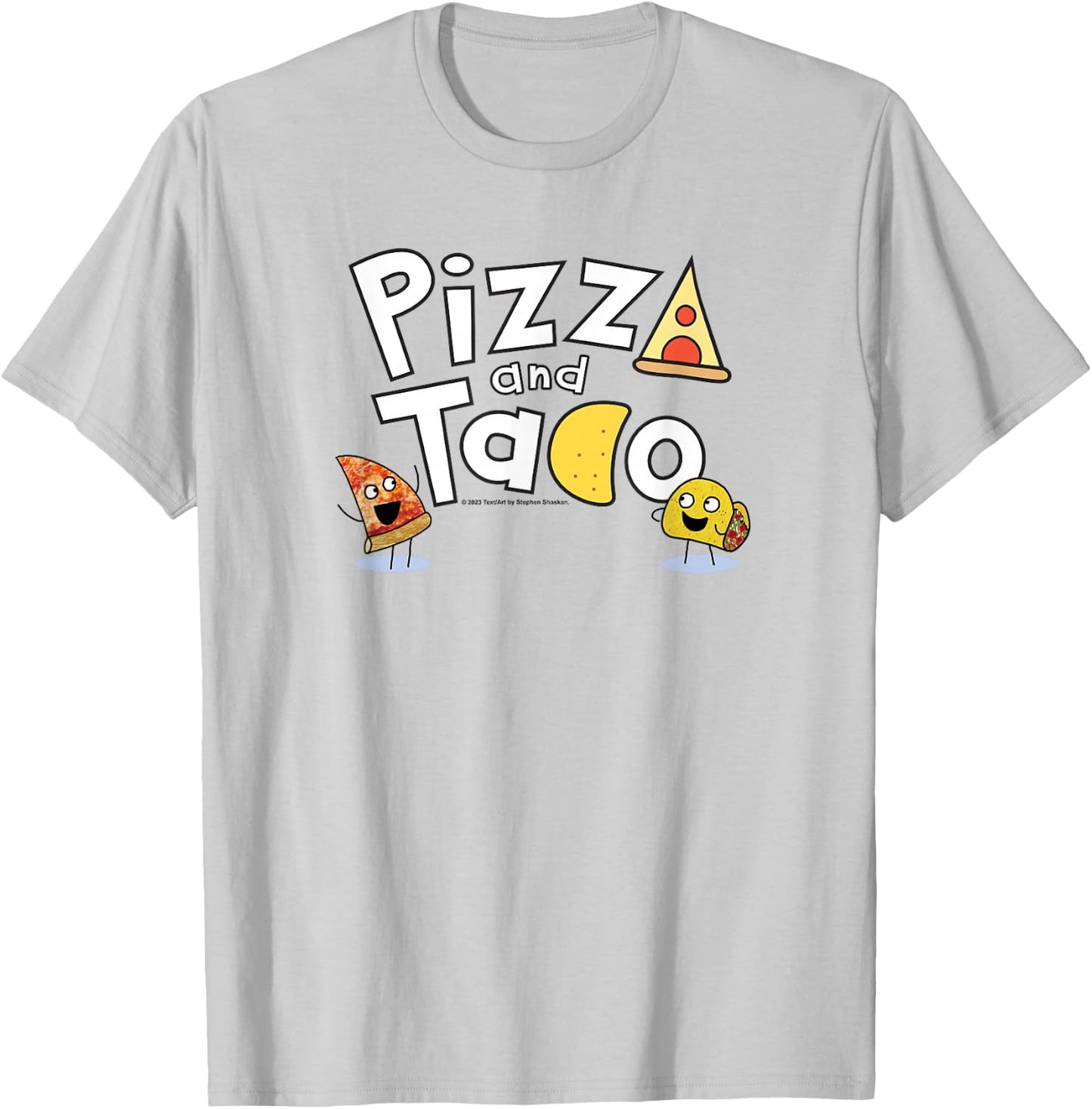 Pizza and Taco Logo T-Shirt - T-Shirt | Ash
