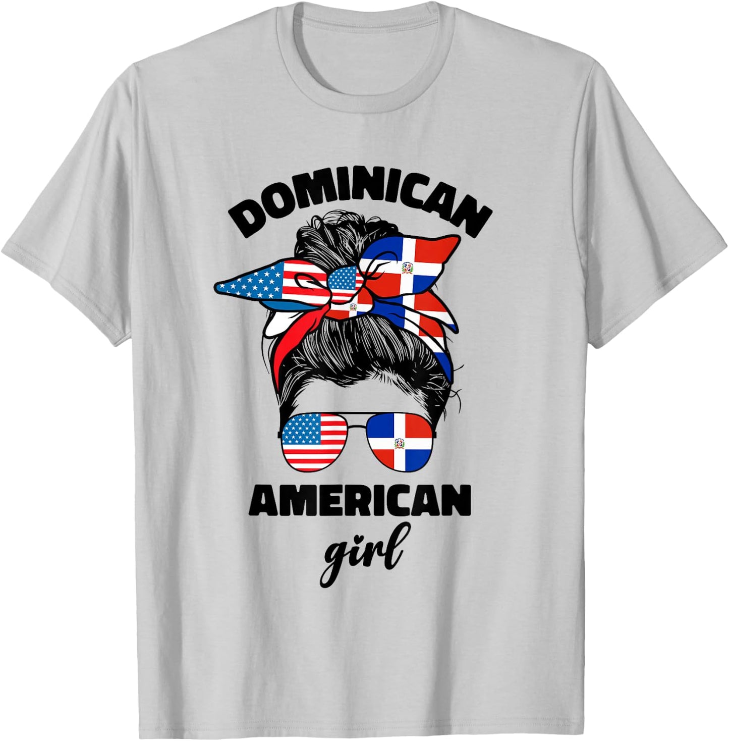 Half Dominican American Dominicana Republic Flag Girl Women T-Shirt - T-Shirt | Ash