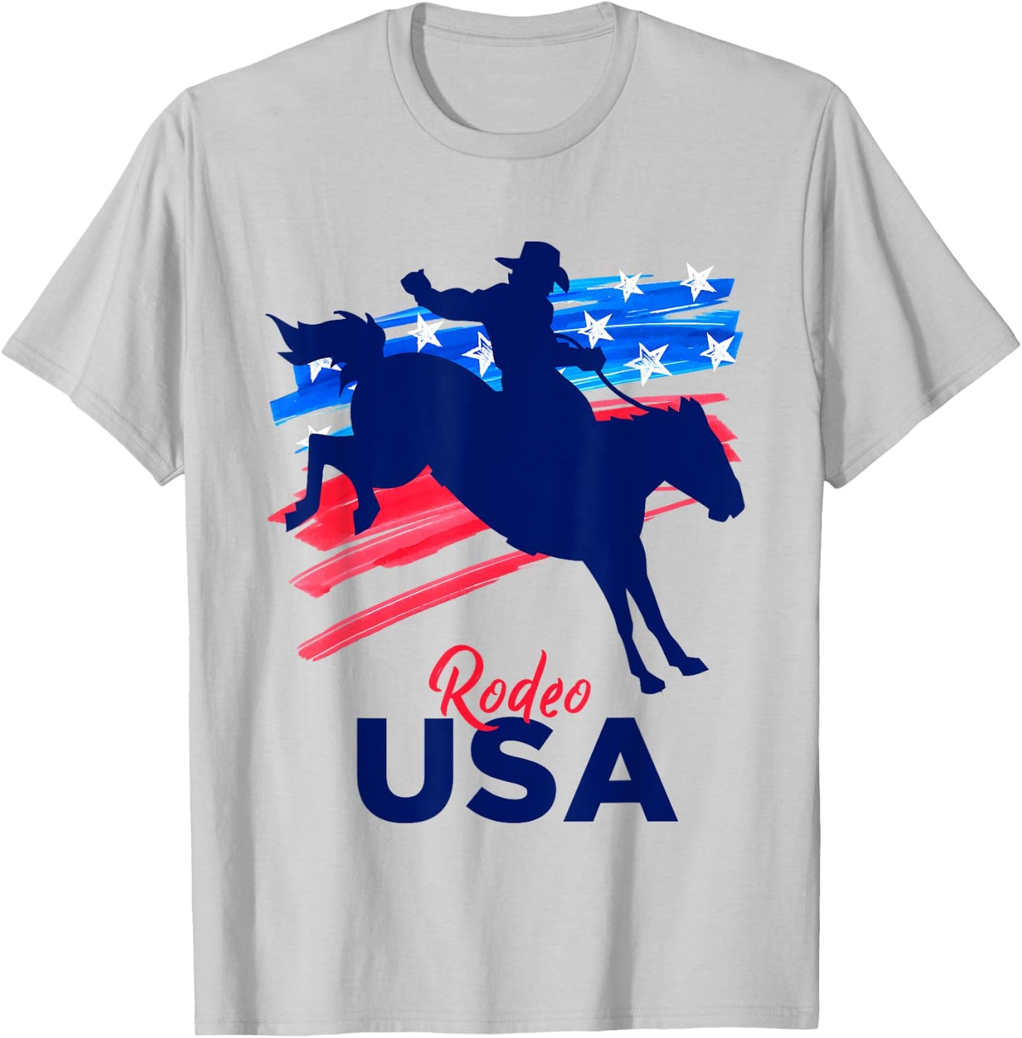 Rodeo Support the Team Rodeo Cowboy Rider Horse USA Flag T-Shirt - T-Shirt | Ash