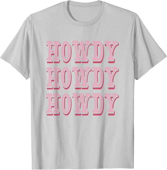Howdy Preppy Pink Rodeo Western Country Southern Cowgirl T-Shirt - T-Shirt | Ash