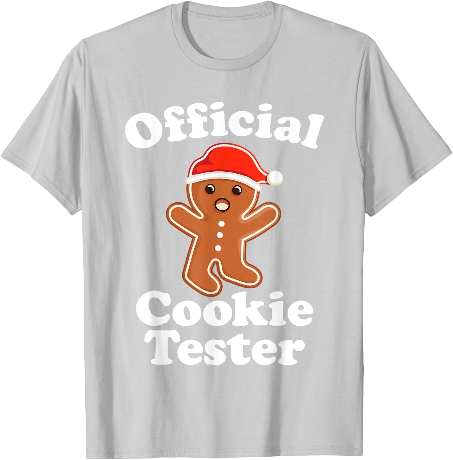 Funny Gingerbread Man Official Cookie Tester Christmas T-Shirt - T-Shirt | Ash