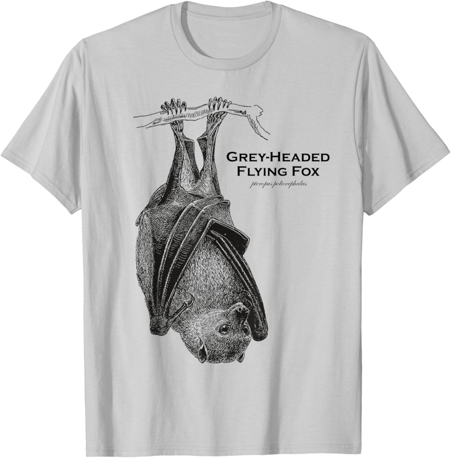 Vintage Animal Retro Wildlife Flying Fox T-Shirt - T-Shirt | Ash