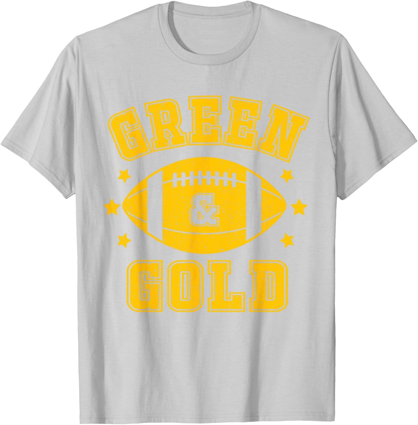 On Gameday Football We Wear Green And Gold School Spirit T-Shirt - T-Shirt | Ash