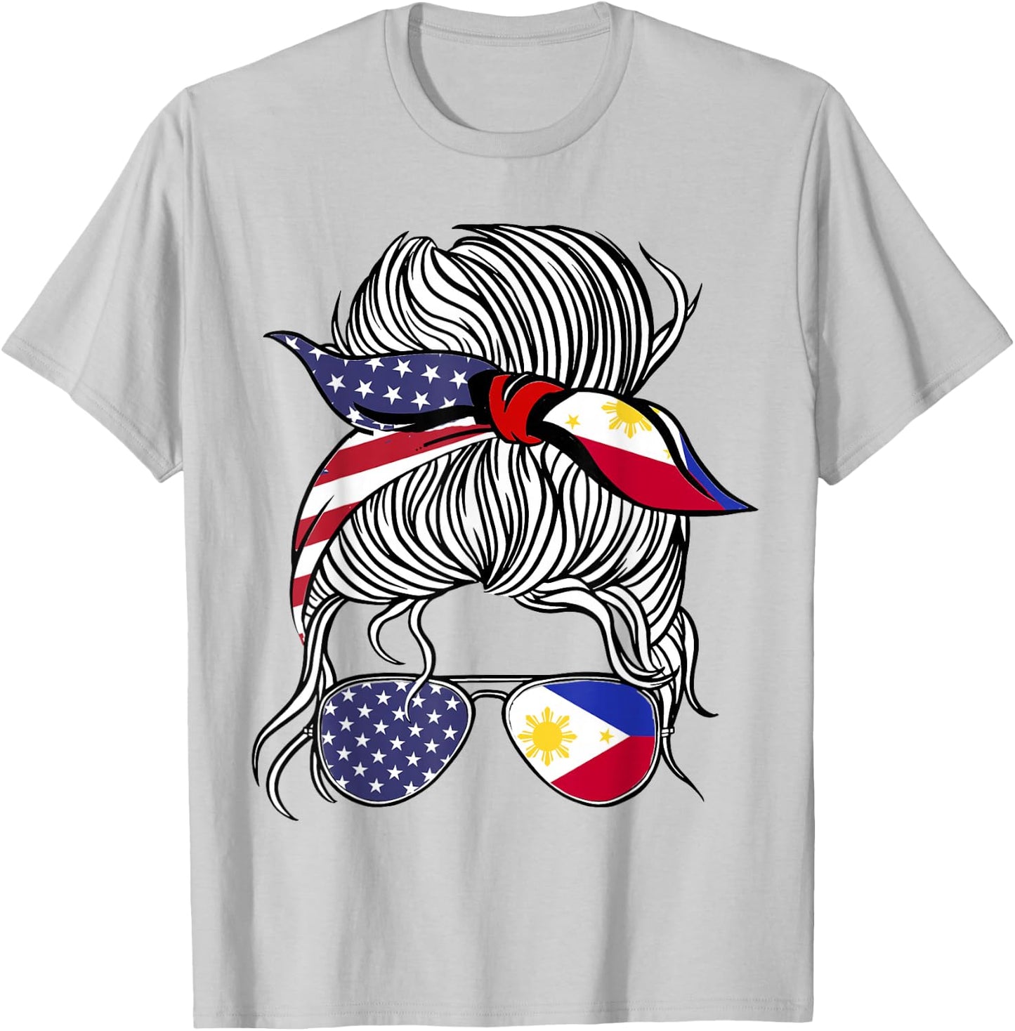 American Filipina Patriot Flag Women Girl Philippines Grown T-Shirt - T-Shirt | Ash