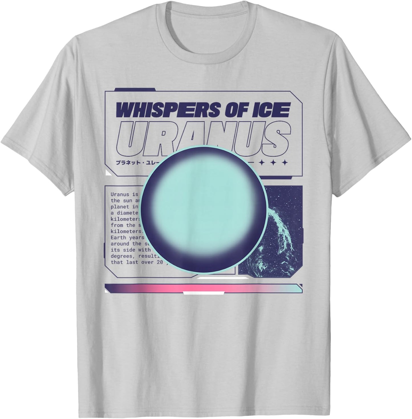 Futuristic Astronomy Gas Giant Uranus T-Shirt - T-Shirt | Ash