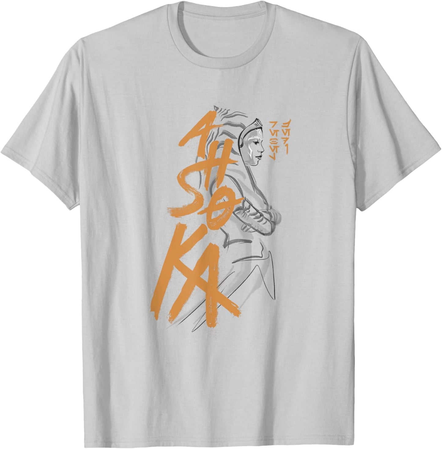 Star Wars: Ahsoka Outline Paint Brush Strokes Portrait T-Shirt - T-Shirt | Ash