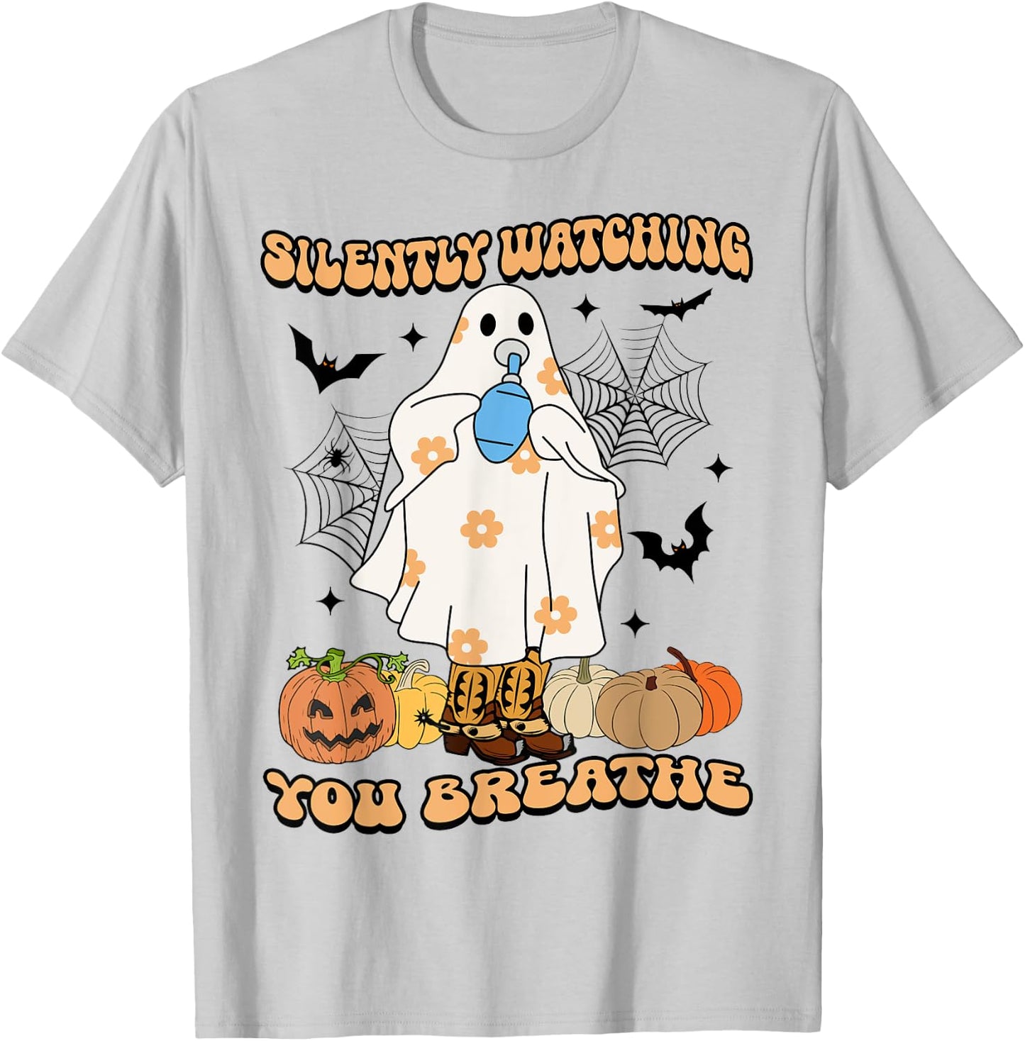Respiratory Therapist Ghost, Silently Watching You Breathe T-Shirt - T-Shirt | Ash